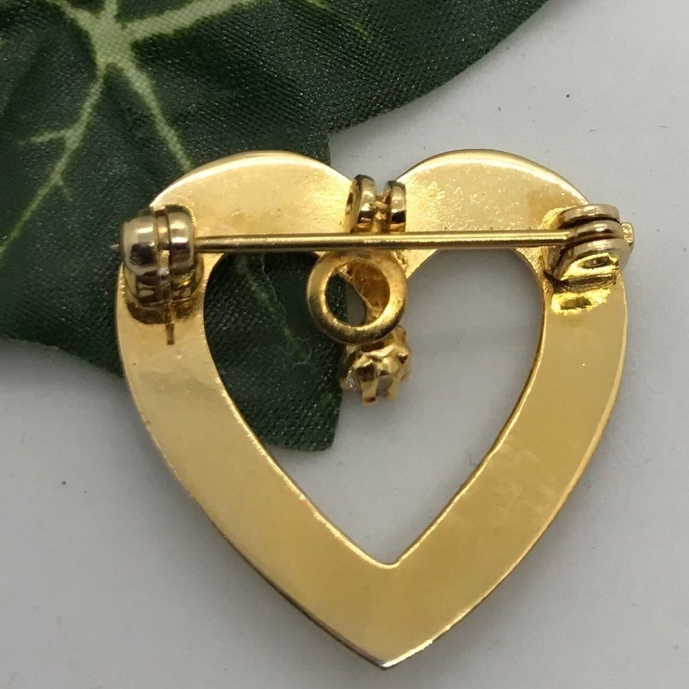 Accessocraft Gold Heart Rhinestone Pendant Brooch - Picture 2 of 11